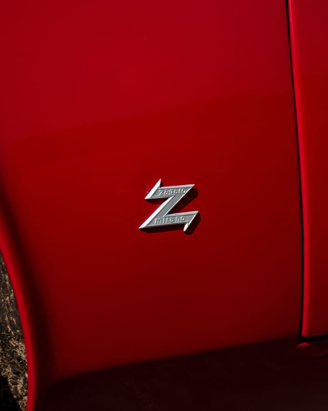 Stockfoto Alfa Romeo Junior Zagato exterieur, detail van het Zagato-embleem
